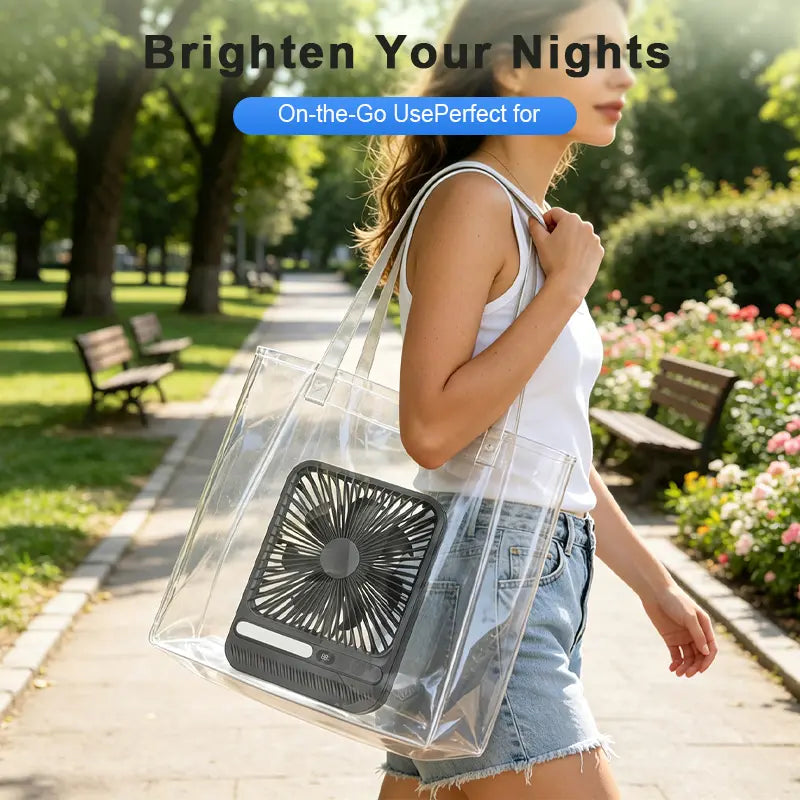 8000Mah Rechargeable Silent Portable All-In-One Desk Fan for Bedroom, Office and Camping,28H Long Lasting Desk Fan with LED Light, 9“ Portable Desk Fan
