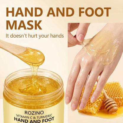 Vitamin C & Turmeric Peel-Off Mask, Deep Moisturizing Hand & Foot Mask, Brightening & Hydrating Hand & Foot Care Mask for Women & Men, Foot Exfoliating Mask, Care for Dry Rough Hands and Feet, 1.76 Oz
