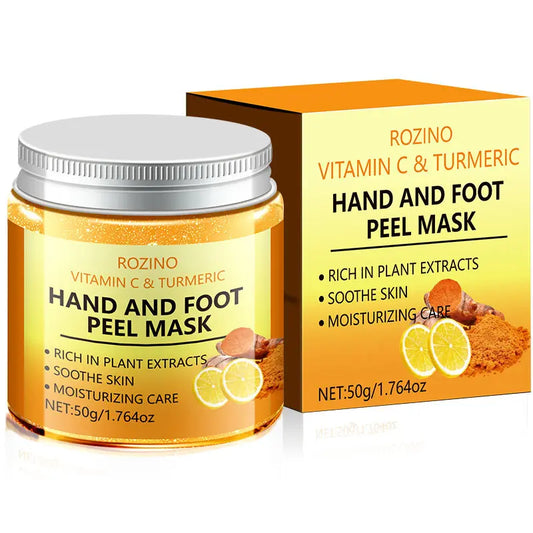 Vitamin C & Turmeric Peel-Off Mask, Deep Moisturizing Hand & Foot Mask, Brightening & Hydrating Hand & Foot Care Mask for Women & Men, Foot Exfoliating Mask, Care for Dry Rough Hands and Feet, 1.76 Oz