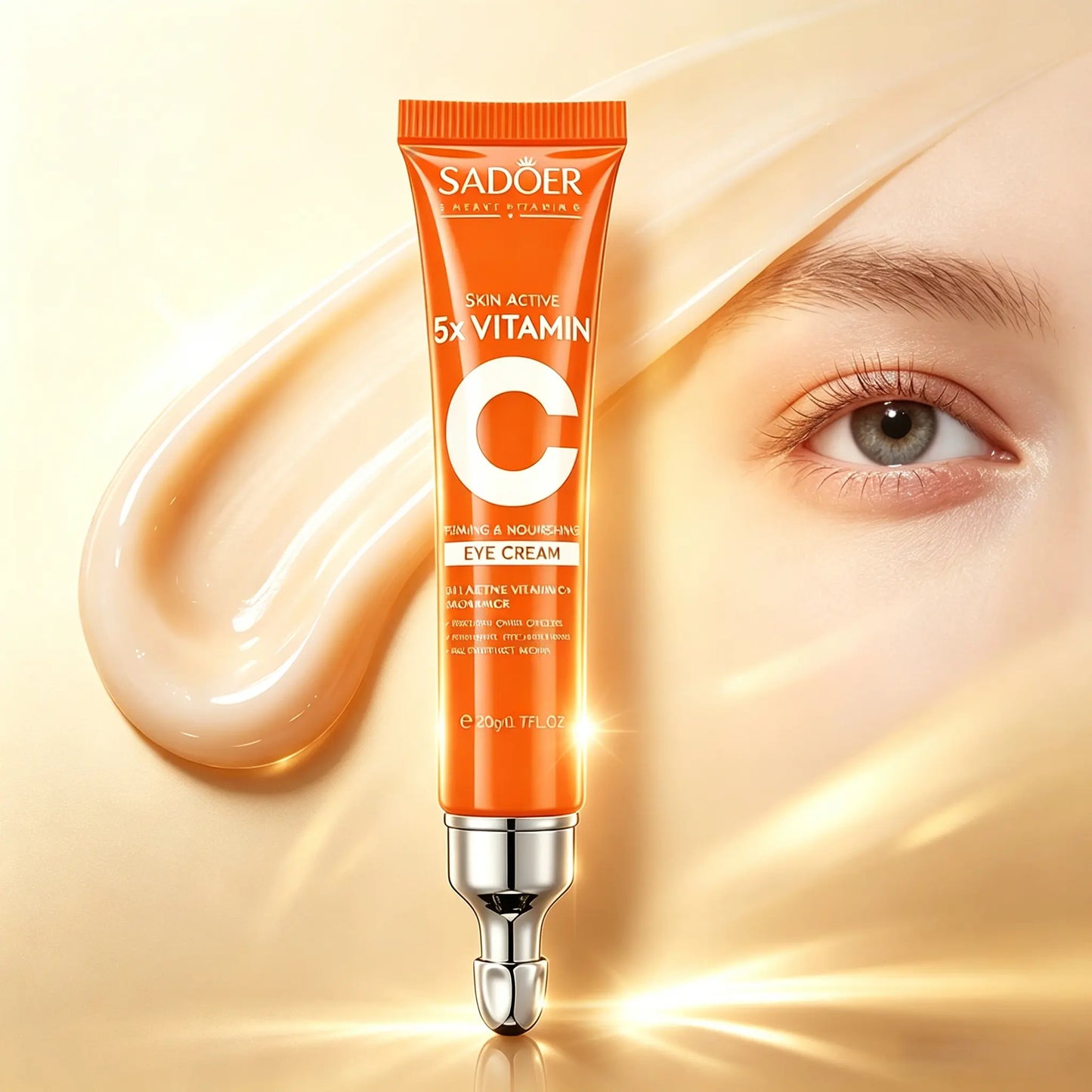 5X Vitamin C Eye Cream, a Powerful Hydrating and Rejuvenating Treatment, Daily Eye Essence Care for Moisturizing.