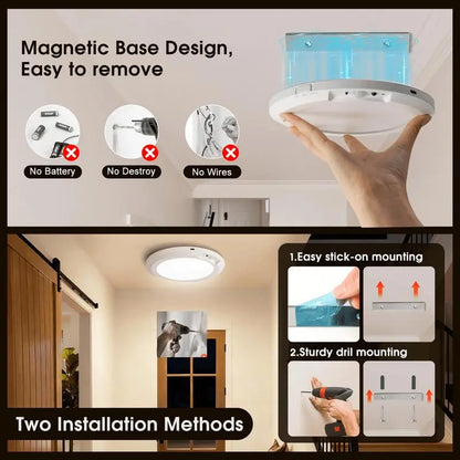 Rechargeable Sensor Ceiling Light with Remote Control, USB Charging,Magnetic Wireless Ceiling Light Battery Powered for Closet Shower Stairs Shed Hallway Porch Patio Ect
