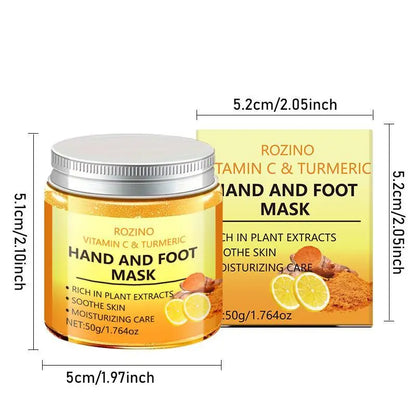 Vitamin C & Turmeric Peel-Off Mask, Deep Moisturizing Hand & Foot Mask, Brightening & Hydrating Hand & Foot Care Mask for Women & Men, Foot Exfoliating Mask, Care for Dry Rough Hands and Feet, 1.76 Oz