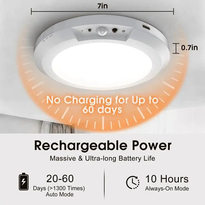 Rechargeable Sensor Ceiling Light with Remote Control, USB Charging,Magnetic Wireless Ceiling Light Battery Powered for Closet Shower Stairs Shed Hallway Porch Patio Ect