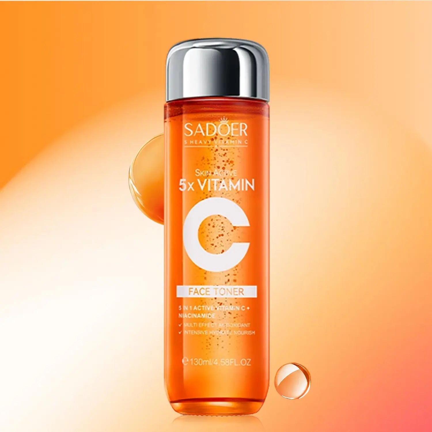 【 4PCS 】5X Vitamin C Skin Kit – Includes 5X Vitamin C Face Wash+5X Vitamin Face Toner+5X Vitamin C Face Serum+5X Vitamin C Face Cream , Moisturizing , Cleansing , for All Skins , Ideal Gift for Ladies.