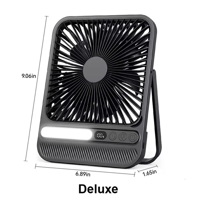 8000Mah Rechargeable Silent Portable All-In-One Desk Fan for Bedroom, Office and Camping,28H Long Lasting Desk Fan with LED Light, 9“ Portable Desk Fan