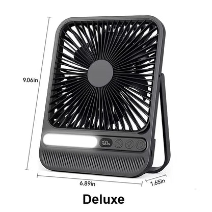 8000Mah Rechargeable Silent Portable All-In-One Desk Fan for Bedroom, Office and Camping,28H Long Lasting Desk Fan with LED Light, 9“ Portable Desk Fan